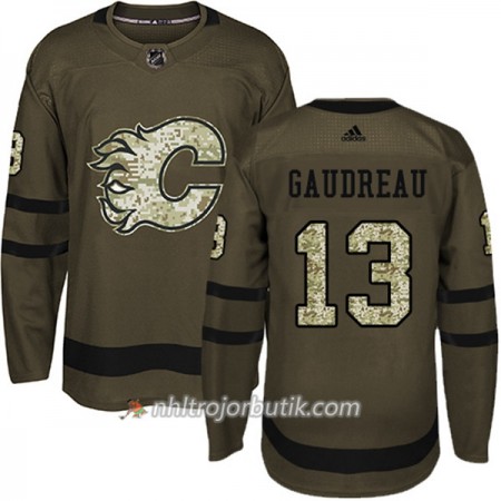 Män Ishockey Calgary Flames Tröja Johnny Gaudreau 13 Adidas 2017-2018 Camo Grön Authentic